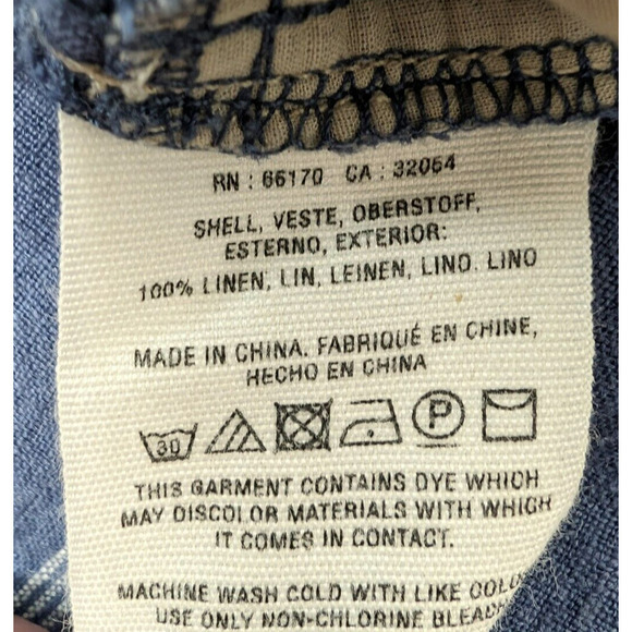 Anthropologie Coastal Blue High Rise Striped 100% Linen Pull-On Pants Small - Picture 8 of 11